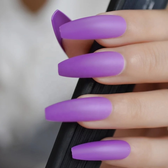 Purple coffin nails extra long matte 24 - Picture 5 of 6